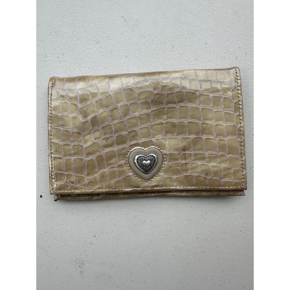 Brighton Bellissimo Heart Glossy Crocodile Embossed Leather Folio Wallet